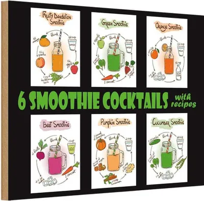 Produktbild von vianmo Holzschild 20x30 cm Alkohol 6 smoothie cocktails Essen Trinken