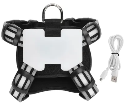 Produktbild von LED-Haustiergeschirr, Brustgurt für Hunde, USB-Aufladung mit verstellbarem Reflektorstreifen für nächtliche Spaziergänge, SecurityXL