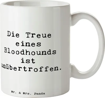 Produktbild von Mr. & Mrs. Panda Tasse Spruch Bloodhound Treue - Weiß - Geschenk, Bürobecher, freundlicher Hund, sanfter, Hunderasse, Kaffeetasse, Hunde, Hundeliebhaber, Kakaotasse