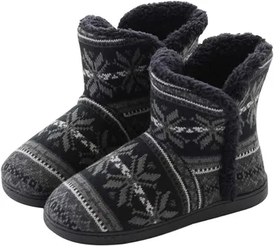Produktbild von Hausschuhe für Damen und Herren, gefütterte Hüttenpantoffeln, rutschfeste Winterpantoffeln mit weichem Innenfutter