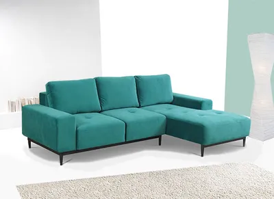 Produktbild von Ecksofa Eckcouch Polsterecke Bettkasten Schlaffunktion blaugrün Recamiere rechts