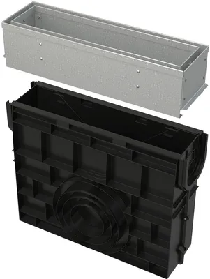 Productafbeelding van Alcadrain AVZ101R-R121R servicebox voor goten, asymmetrisch, 100 mm, verzinkt
