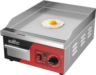 Obrázok produktu pre Profesionálna gastro grilovacia doska, 2000 W, elektrická grilovacia doska z nehrdzavejúcej ocele, hladká varná plocha 36 x 40 cm, teplota 88-300 °C, vrátane špachtle