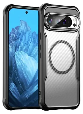 Obrázek produktu pro Pro Google Pixel 9 Pro XL Design Carbon MagSafe Průsvitné pouzdro na mobilní telefon Black
