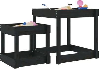 Produktbild von CLORIS Sand-Spieltische Spieltisch Kindertische 2 Stk. Schwarz Massivholz Kiefer - Kindertische LL0000257069