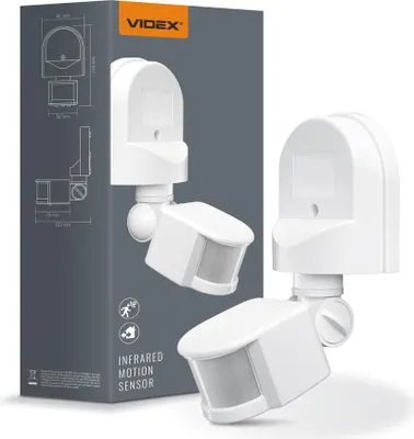 Produktbild von Videx Infrarot-Bewegungs- und Lichtsensor, Schutzart IP44, Leistung 1200 W, Reichweite 12 m, Erfassungsbereich 180°