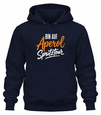 Immagine prodotto di Felpa con cappuccio a tema "Aperol Spritz", ideale per feste estive, con scritta "Cocktail", colore blu navy, taglia S