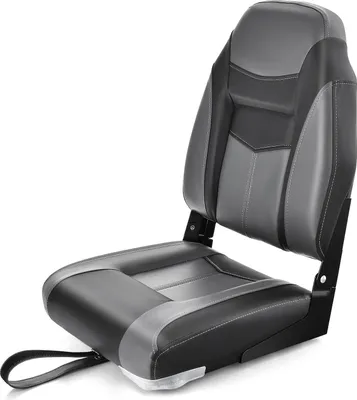 Produktbild von GOPLUS Bootssitz 1 Stück, Bootsstuhl klappbar mit gepolstertem Sitz, hoher Rückenlehne, bequemer Steuerstuhl für Boot Yachten (Schwarz)