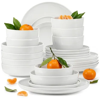 Produktbild von Konsimo Kombiservice VICTO Schale Dessertteller Speiseteller Suppenteller 6 Personen (24 El.), Weiß, Keramik, Loft, 20 cm | 27 cm | 18,5 cm | 14,5 cm