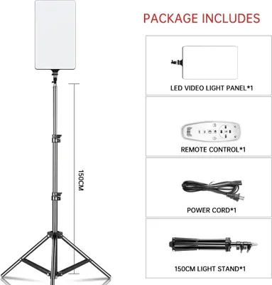Obrázok produktu pre LED video svetlo, nastaviteľná jasnosť, dvojfarebná regulácia teploty, 150 cm statív