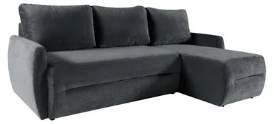 Zdjęcie produktu dla Uniwersalna sofa narożna KATANIA z funkcją spania i pojemnikiem na pościel (225 x 153 cm) grafitowa