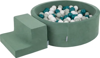 Produktbild von KiddyMoon Velvet Spielplatz Aus Schaumstoff Mit 200 Bälle 7cm Hindernisläufen Rund Bällebad Mit Stüfchen Element Für Babys Und Kinder