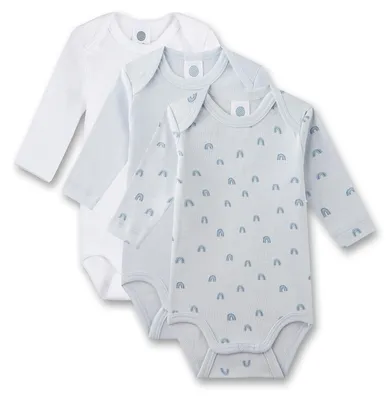 Produktbild von Sanetta Jungen-Body langarm blau Regenbogen | 3er Set Baby Body