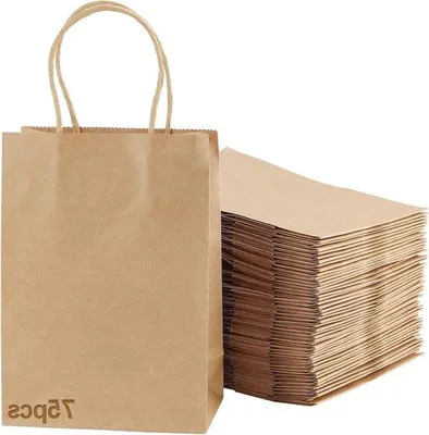 Produktbild von Famanu Papiertüten 75 Stück - Braune Geschenktüten mit Henkel