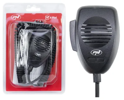Image de PNI CDS06 Microphone à condensateur 6 pôles pour émetteurs radio CB, compatible avec les émetteurs CB President, Midland, Albrecht