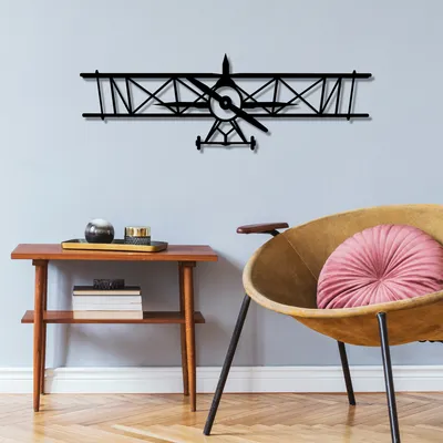 Zdjęcie produktu dla Wallity, Samolot, dekoracja ścienna, czarny, metal, 70 x 23 cm