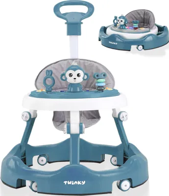 Produktbild von Twinky® Lauflernwagen in Azur Blau | Babywalker mit Spielset und Zubehör für sicheres und spielerisches Lernen | inkl. Fußmatte und Haltegriff