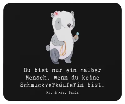 Produktbild von Mr. & Mrs. Panda Mousepad Schmuckverkäuferin Herz - Schwarz - Geschenk, Mauspad, Ausbildung, AusbildungSpruch, computer, Juwelier, Goldschmied, pc, Mouse Pad, Schmied