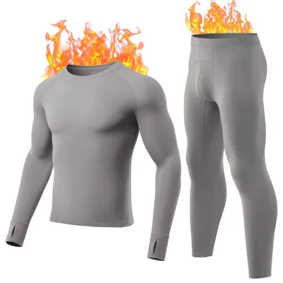 Produktbild von Unterhosen Thermo-Unterwäsche Set - Lange Unterhosen - Fleecegefüttert - Weiche Innenauskleidung - Atmungsaktiv - 4-Wege Stretch - Thermo-Unterwäsche