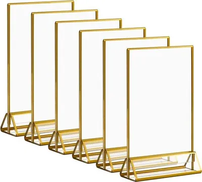 Produktbild von Famanu Acrylhalter für Bilder 12,7x17,8cm - 6 Stück mit goldenen Rändern