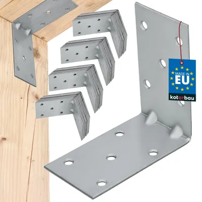 Zdjęcie produktu dla KOTARBAU® Zestaw 50 sztuk łączników kątowych, kątowniki regałowe 90x90x50 mm, kątowniki do dużych obciążeń, kątowniki oporowe, wzmocnione kątowniki metalowe, łączniki budowlane, stal ocynkowana