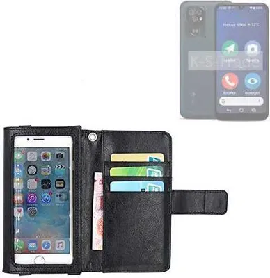 Produktbild von K-S-Trade Handy Hülle Schutz Hülle Kompatibel mit Doro 8200 Case mit Displayschutz / Schutzfolie Flip Cover Wallet case Etui Hülle schwarz