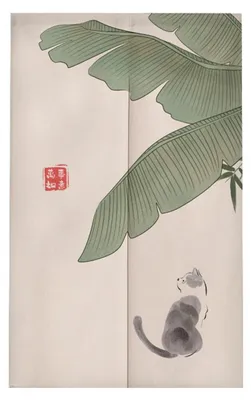 Produktbild von Türvorhang Japanischer Stil Leinen Katze 90x200cm Raumteiler Gardine