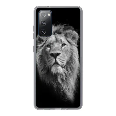 Produktbild von MuchoWow® Handyhülle Schutzhülle Hülle für Samsung Galaxy S20 FE Asiatischer Löwe vor schwarzem Hintergrund in Schwarz und Weiß Silikon Softcase Handy Hülle - Abdeckung