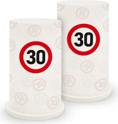 Produktbild von itenga Windlicht "Verkehrsschild 30" für Geburtstag Tischdeko 2er Set