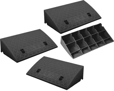 Obrázok produktu pre sada 4 kusov - rampa 50x27x7 cm | Nájazdový obrubník | Nájazdový klin | Nájazdová rampa pre invalidný vozík | Nájazdová rampa pre motorku, auto, invalidný vozík, príves, tragač | Nájazdová rampa - plastová rampa | Nájazdová rampa na dvere