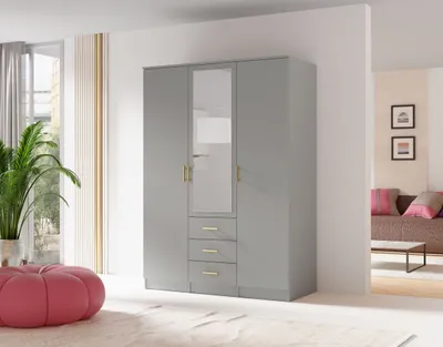 Obrázek produktu pro Kombinovaná šatní skříň 150 cm HENDRUM - šedá