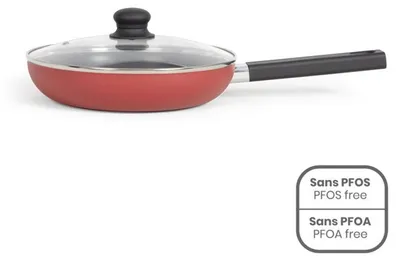 Produktbild von 26 cm Antihaft-Bratpfanne, - und -frei – Silikongriff – Für alle Herdarten geeignet, inklusive Induktion – Rot