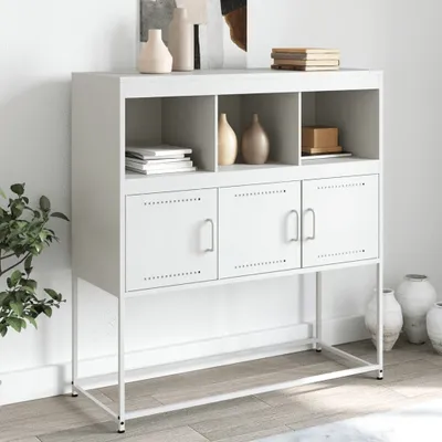 Immagine prodotto di vidaXL Credenza bianca 100,5x39x107 cm acciaio