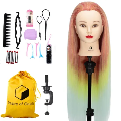 Image de Desire of Goods Tête d'entraînement pour coiffeur - poisson rouge - avec pince de table & accessoires de coiffage - Kappop - tête de coiffeur - 70 cm