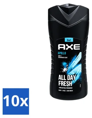 Produktbild von 10 x Axe 3-in-1 Duschgel Apollo mit Salbei und Zedernholz 400 ml - Vorteilspackung - 10 Stücke