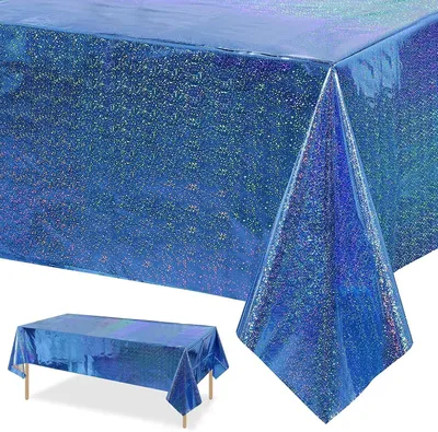 Produktbild von Tischdecke für den Geburtstag in Blau, wasserdichtes Plastik-Tischtuch für Partys, 137 x 274 cm