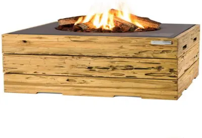 Produktbild von Happy Cocooning Mania Feuertisch 19,5 kW rechteckig 107x80x45 cm Teakholz Driftwood/grau