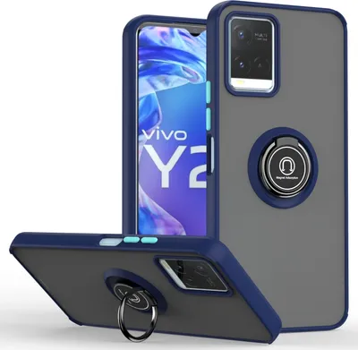 Produktbild von VIVO Y21 Hülle, Ring Halter Ständer Matte Transluzent TPU Rahmen Stoßfest Schutzhülle für VIVO Y21 Blau