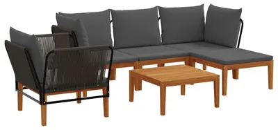 Image de vidaXL, 6 pièces, bois d'acacia massif et corde, style naturel
