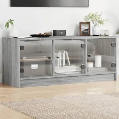Obrázok produktu pre Maison Exclusive - TV skrinka so sklenenými dvierkami, sivá Sonoma, 102 x 37 x 42 cm