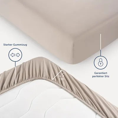 Produktbild von Blumtal Spannbettlaken 140x200 cm – Atmungsaktives Mikrofaser Bettlaken in Taupe – 140x200 cm Fitted Sheets für ein angenehmes Gefühl