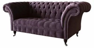 Produktbild von Chesterfield Sofa Couch Design Lila Polster Textil Zweisitzer Sitzer Neu
