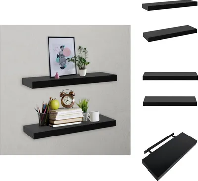 Obrázek produktu pro vidaXL Plovoucí police 2 ks černé 40x20x3,8 cm - Nástěnné police