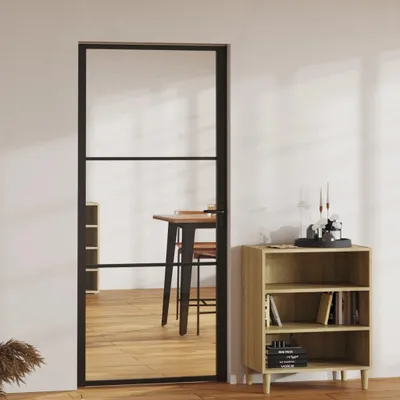 Zdjęcie produktu dla vidaXL Drzwi wewnętrzne ESG szkło i aluminium 93x201,5 cm czarne