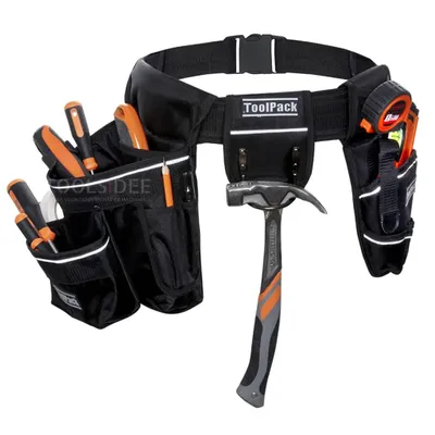 Produktbild von ToolPack Hochleistungs-Werkzeuggürtel, große Werkzeughalterung, Bohrmaschinenhalterung, Metallhammerhalterung, Bohrmaschinenhalterung, reflektierende Linien