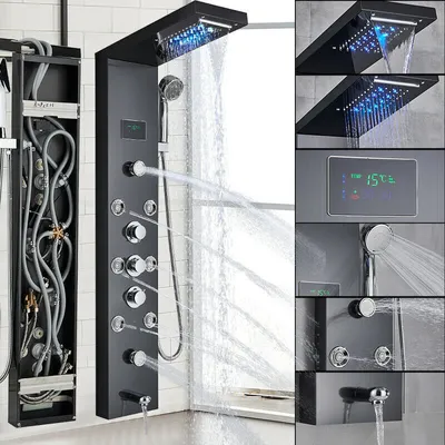 Produktbild von Edelstahl Duschpaneel LED Duschset Regendusche Massage Duscharmatur Duschsäule