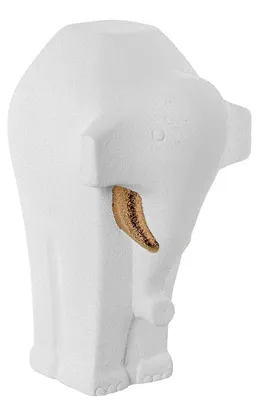 Elefantenfigur aus Keramik, Weiß/Gold, 33x20x24 cm