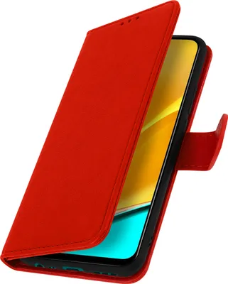 Zdjęcie produktu dla Etui ze sztucznej skóry z funkcją podstawki dla Xiaomi Redmi 9 - czerwone