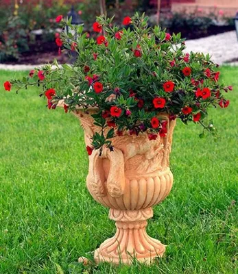 Obrázok produktu pre Casa Padrino Barokná záhradná dekorácia kvetináč béžový Ø 40 x v. 58 cm - Nádherný kvetináč v barokovom štýle - Barokové záhradné dekorácie