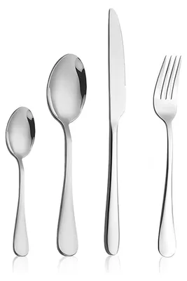 Produktbild von Besteck Set, Besteck Set für 4 Personen, 16 teilig Essbesteck Set, Essbesteck Set mit Messer Gabel Löffel, Besteck Edelstahl Spiegelpoliert, Spülmaschinenfest